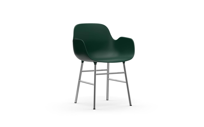 NORMANN COPENHAGEN krzesło z podłokietnikami FORM STEEL chrom/zielony
