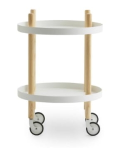 NORMANN COPENHAGEN okrągły stolik / barek na kółkach BLOCK jesion / biały