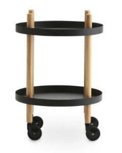 NORMANN COPENHAGEN okrągły stolik / barek na kółkach BLOCK jesion / czarny