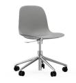 NORMANN COPENHAGEN krzesło na kółkach z regulacją wysokości FORM SWIVEL 5W aluminium/szare