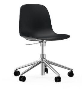 NORMANN COPENHAGEN krzesło na kółkach z regulacją wysokości FORM SWIVEL 5W aluminium / czarne