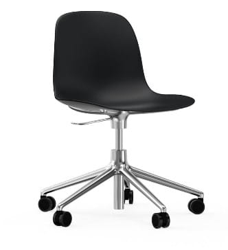 NORMANN COPENHAGEN krzesło na kółkach z regulacją wysokości FORM SWIVEL 5W aluminium/czarne