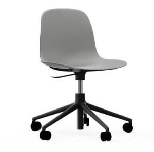 NORMANN COPENHAGEN krzesło na kółkach z regulacją wysokości FORM SWIVEL 5W czarne aluminium / szare