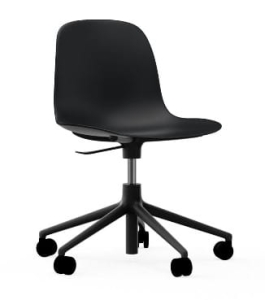 NORMANN COPENHAGEN krzesło na kółkach z regulacją wysokości FORM SWIVEL 5W czarne aluminium / czarne