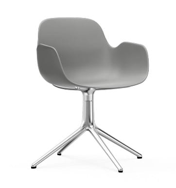 NORMANN COPENHAGEN krzesło obrotowe z podłokietnikami FORM SWIVEL 4L aluminium/szare