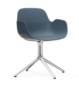 NORMANN COPENHAGEN krzesło obrotowe z podłokietnikami FORM SWIVEL 4L aluminium polerowane / niebieskie
