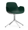 NORMANN COPENHAGEN krzesło obrotowe z podłokietnikami FORM SWIVEL 4L aluminium/zielone