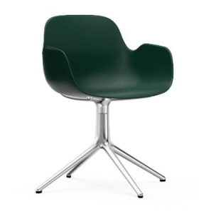 NORMANN COPENHAGEN krzesło obrotowe z podłokietnikami FORM SWIVEL 4L aluminium polerowane / zielone