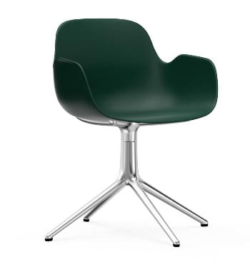 NORMANN COPENHAGEN krzesło obrotowe z podłokietnikami FORM SWIVEL 4L aluminium/zielone