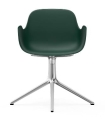 NORMANN COPENHAGEN krzesło obrotowe z podłokietnikami FORM SWIVEL 4L aluminium/zielone