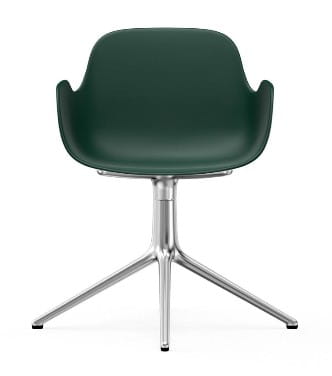 NORMANN COPENHAGEN krzesło obrotowe z podłokietnikami FORM SWIVEL 4L aluminium/zielone