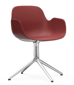 NORMANN COPENHAGEN krzesło obrotowe z podłokietnikami FORM SWIVEL 4L aluminium/czerwone