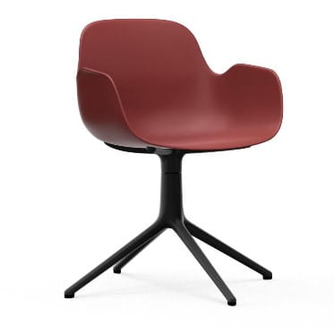 NORMANN COPENHAGEN krzesło obrotowe z podłokietnikami FORM SWIVEL 4L czarne/czerwone