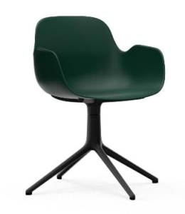 NORMANN COPENHAGEN krzesło obrotowe z podłokietnikami FORM SWIVEL 4L czarne aluminium / zielone
