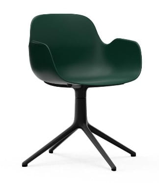 NORMANN COPENHAGEN krzesło obrotowe z podłokietnikami FORM SWIVEL 4L czarne/zielone
