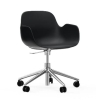 NORMANN COPENHAGEN krzesło na kółkach z regulacją wysokości z podłokietnikami FORM SWIVEL 5W aluminium/czarne
