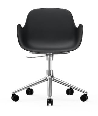 NORMANN COPENHAGEN krzesło na kółkach z regulacją wysokości z podłokietnikami FORM SWIVEL 5W aluminium/czarne
