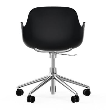 NORMANN COPENHAGEN krzesło na kółkach z regulacją wysokości z podłokietnikami FORM SWIVEL 5W aluminium/czarne