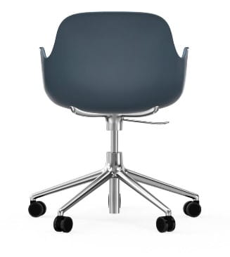NORMANN COPENHAGEN krzesło na kółkach z regulacją wysokości z podłokietnikami FORM SWIVEL 5W aluminium/niebieskie