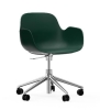 NORMANN COPENHAGEN krzesło na kółkach z regulacją wysokości z podłokietnikami FORM SWIVEL 5W aluminium/zielone