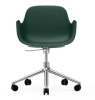 NORMANN COPENHAGEN krzesło na kółkach z regulacją wysokości z podłokietnikami FORM SWIVEL 5W aluminium/zielone