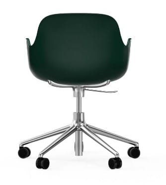 NORMANN COPENHAGEN krzesło na kółkach z regulacją wysokości z podłokietnikami FORM SWIVEL 5W aluminium/zielone