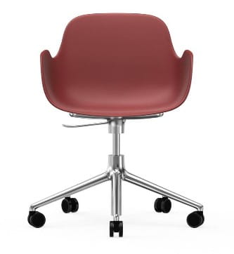 NORMANN COPENHAGEN krzesło na kółkach z regulacją wysokości z podłokietnikami FORM SWIVEL 5W aluminium/czerwone