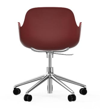 NORMANN COPENHAGEN krzesło na kółkach z regulacją wysokości z podłokietnikami FORM SWIVEL 5W aluminium/czerwone