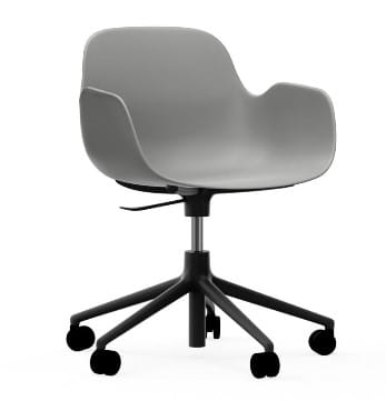 NORMANN COPENHAGEN krzesło na kółkach z regulacją wysokości z podłokietnikami FORM SWIVEL 5W czarne/szare