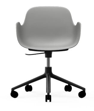NORMANN COPENHAGEN krzesło na kółkach z regulacją wysokości z podłokietnikami FORM SWIVEL 5W czarne/szare