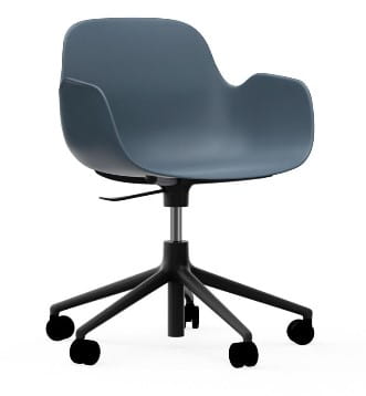 NORMANN COPENHAGEN krzesło na kółkach z regulacją wysokości z podłokietnikami FORM SWIVEL 5W czarne/niebieskie