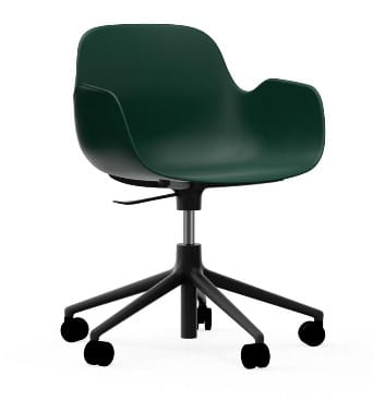 NORMANN COPENHAGEN krzesło na kółkach z regulacją wysokości z podłokietnikami FORM SWIVEL 5W czarne/zielone