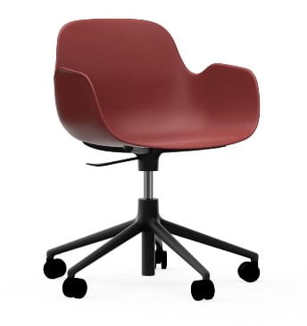 NORMANN COPENHAGEN krzesło na kółkach z regulacją wysokości z podłokietnikami FORM SWIVEL 5W czarne/czerwone