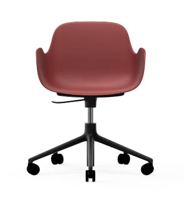 NORMANN COPENHAGEN krzesło na kółkach z regulacją wysokości z podłokietnikami FORM SWIVEL 5W czarne/czerwone