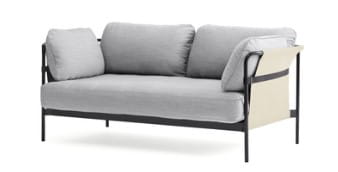 HAY sofa CAN 2-osobowa czarna stal/naturalna tkanina