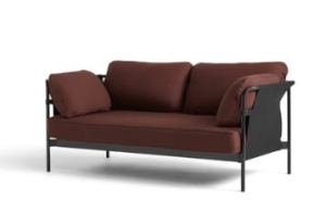 HAY sofa CAN 2-osobowa czarna stal, różne tapicerki