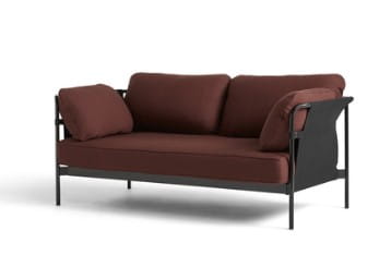 HAY sofa CAN 2-osobowa czarna stal/czarna tkanina