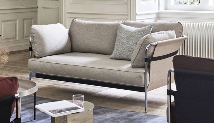 HAY sofa CAN 2-osobowa chrom/naturalna tkanina