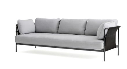 HAY sofa CAN 3-osobowa czarna stal/czarna tkanina