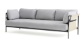 HAY sofa CAN 3-osobowa czarna stal/naturalna tkanina