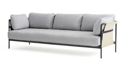 HAY sofa CAN 3-osobowa czarna stal/naturalna tkanina