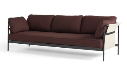 HAY sofa CAN 3-osobowa czarna stal/naturalna tkanina