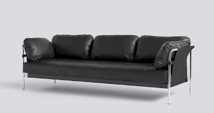 HAY sofa CAN 3-osobowa chrom/czarna tkanina