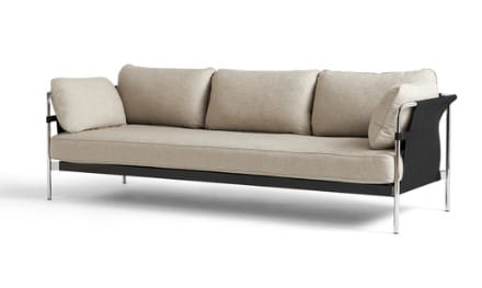 HAY sofa CAN 3-osobowa chrom/czarna tkanina