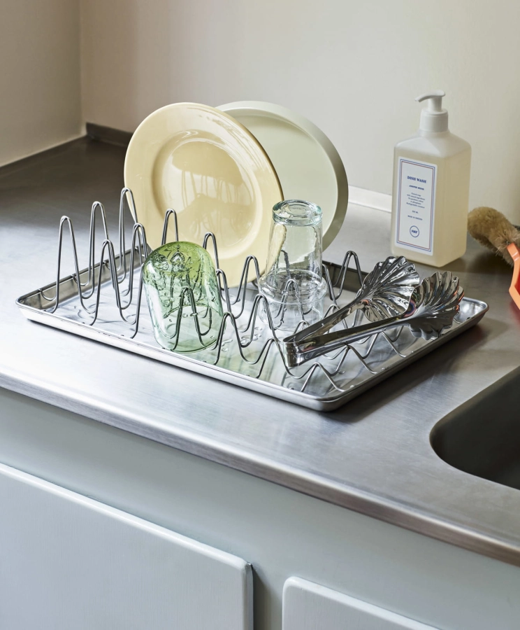 Shortwave Dish Rack_Tint Glass green_Morroccan Handblown Glass_Ellipse Tray S light yellow_Rainbow warm yellow.jpg