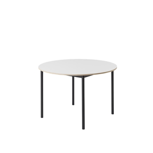 MUUTO stół okrągły BASE Ø 110cm biały laminat / sklejka / czarna podstawa