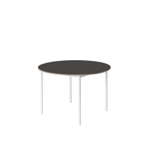 MUUTO stół okrągły BASE Ø 110cm  czarne linoleum / sklejka / biała podstawa