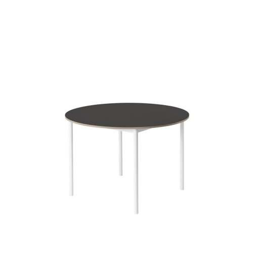 MUUTO stół okrągły BASE Ø 110cm  czarne linoleum / sklejka / biała podstawa