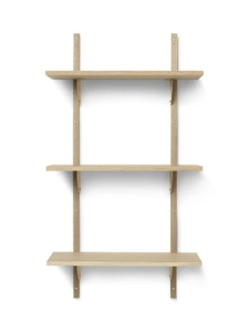 FERM LIVING półka potrójna wąska SECTOR dąb naturalny/mosiądz