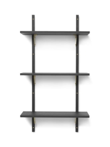 FERM LIVING półka potrójna wąska SECTOR  czarny jesion/mosiądz